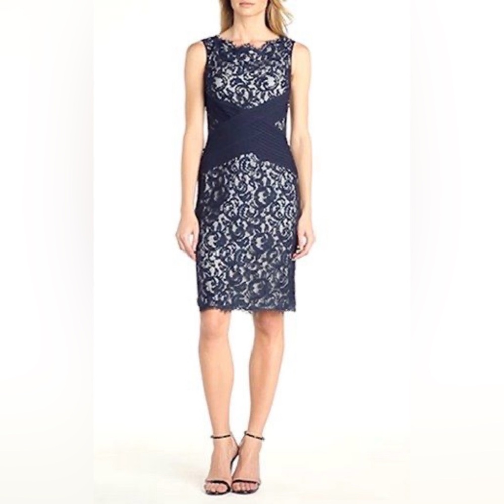 Tadashi Shoji Navy Lace Midi Dress